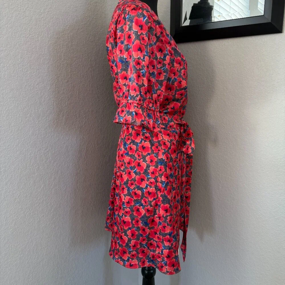 HOUSE OF HARLOW 1960 x Revolve Aja Red Poppy Floral Mini Wrap Dress XL - Picture 5 of 14